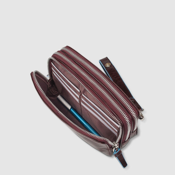 Leather Wristlet Case with Three Compartments - 7