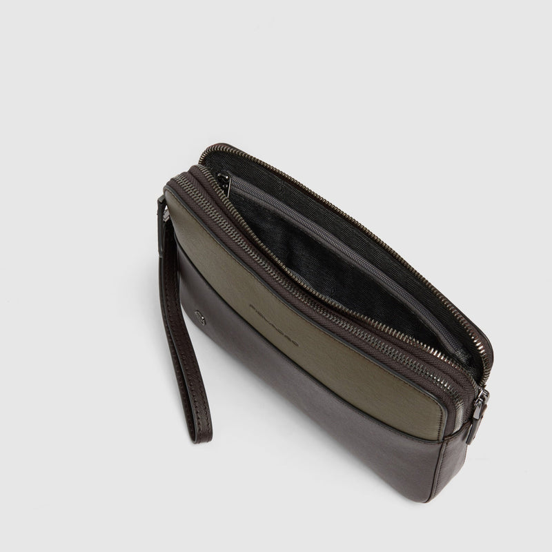 Leather Wristlet with RFID Protection & Card Slots - Green/Dark brown - photo 4