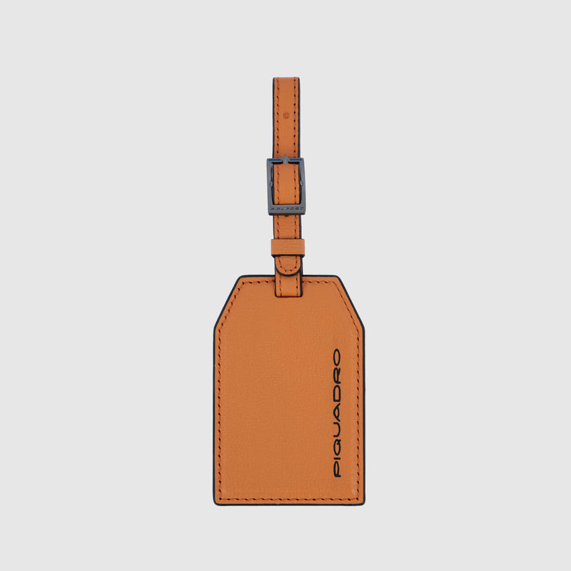 Address Tag in pelle con logo PQD inciso - Arancione