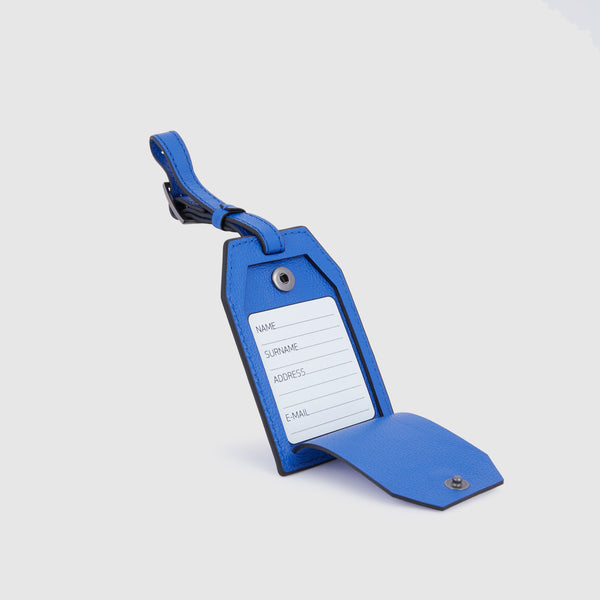 Address Tag in pelle con logo PQD inciso - Blu - foto 3