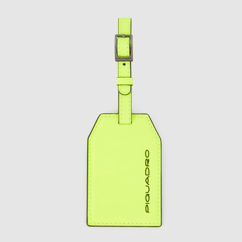 Address Tag in pelle con logo PQD inciso - Giallo fluo
