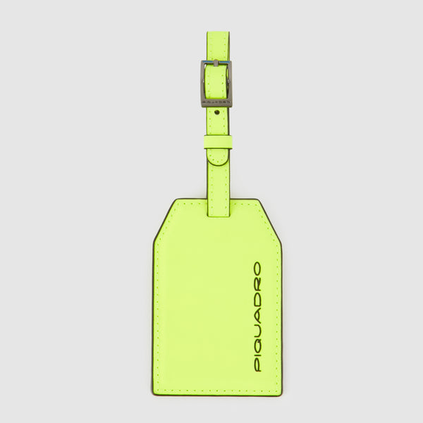 Address Tag in pelle con logo PQD inciso - Giallo fluo