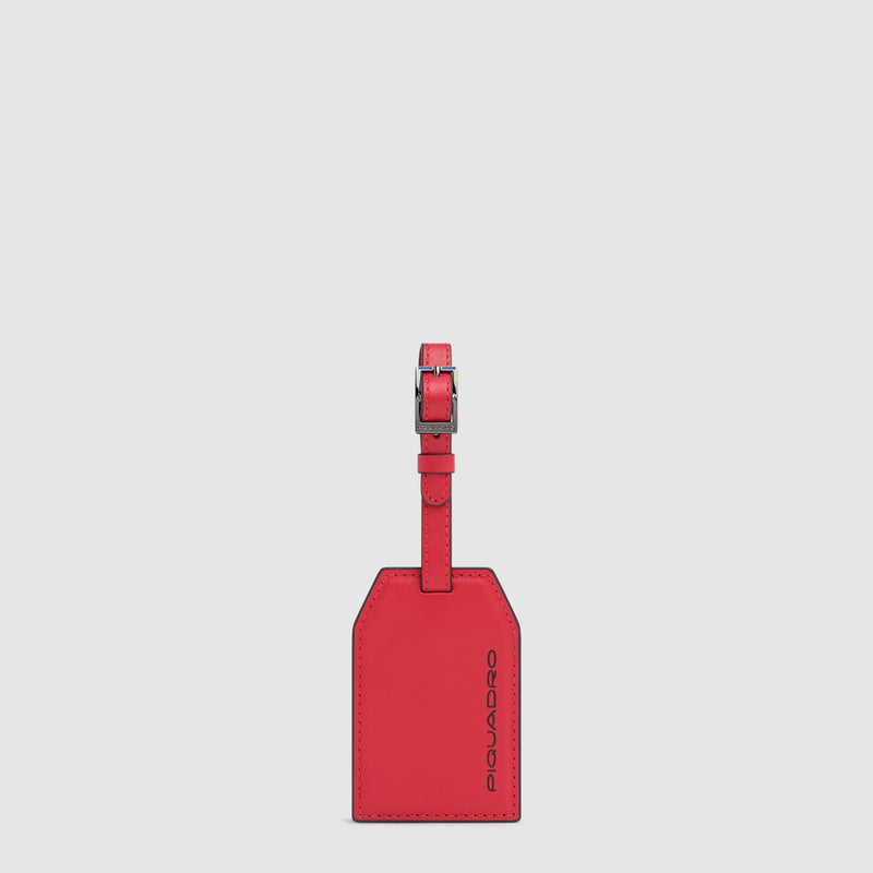 Address Tag in pelle con logo PQD inciso - Rosso