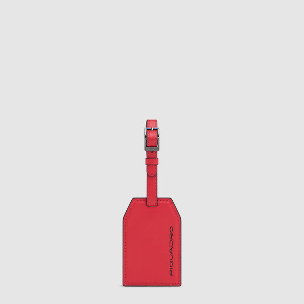Address Tag in pelle con logo PQD inciso - Rosso