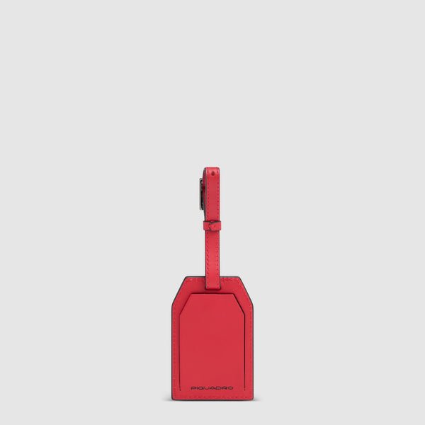 Address Tag in pelle con logo PQD inciso - Rosso - foto 2
