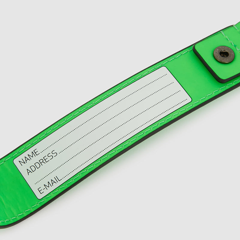 Leather Luggage Address Tag with Carabiner - Fluo green - photo 2