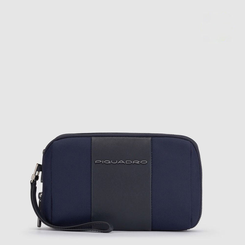 Pochette uomo a due scomparti in tessuto riciclato