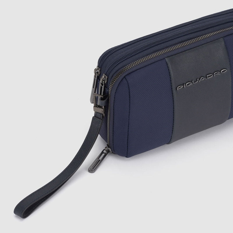 Pochette uomo a due scomparti in tessuto riciclato