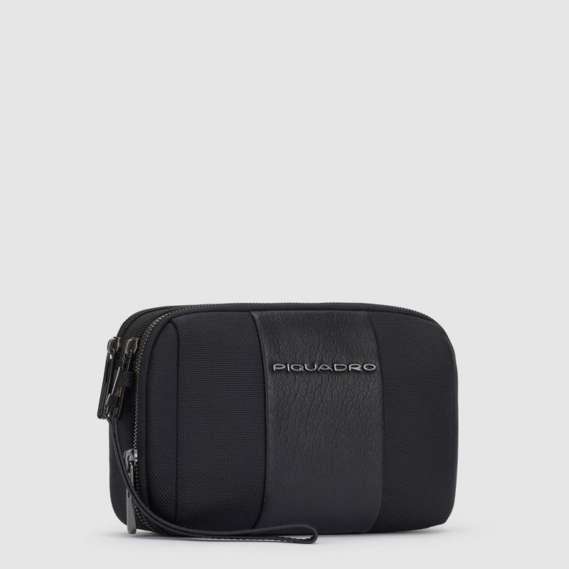 Pochette uomo a due scomparti in tessuto riciclato - vista alternativa