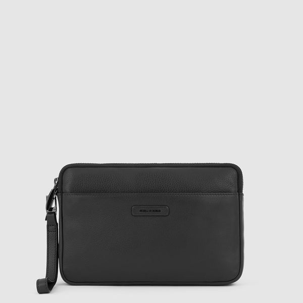 Men's Leather Clutch with 8 Card Slots and RFID Protection - Black