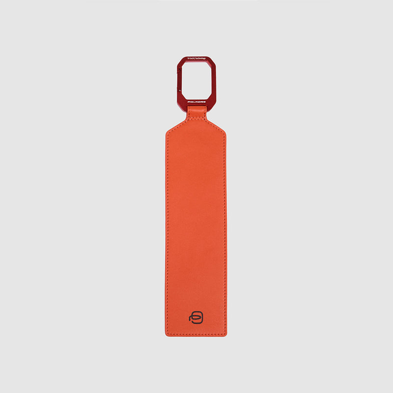 Address tag in pelle con moschettone in alluminio