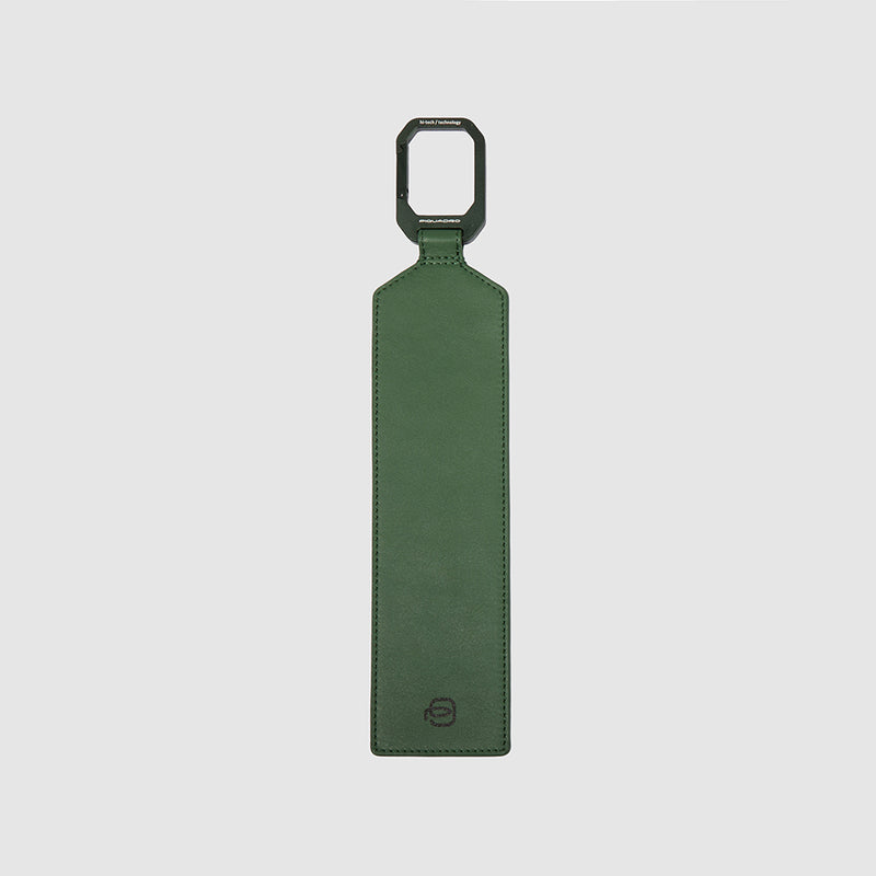 Address tag in pelle con moschettone in alluminio
