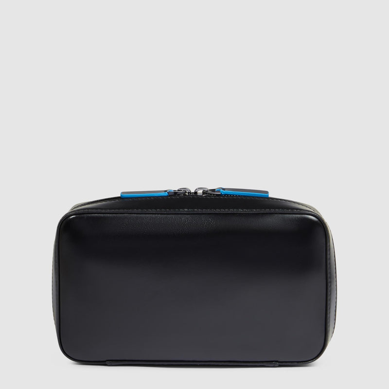 Leather Cable Pouch with Mouse Pocket – Blue Square - Black - photo 3
