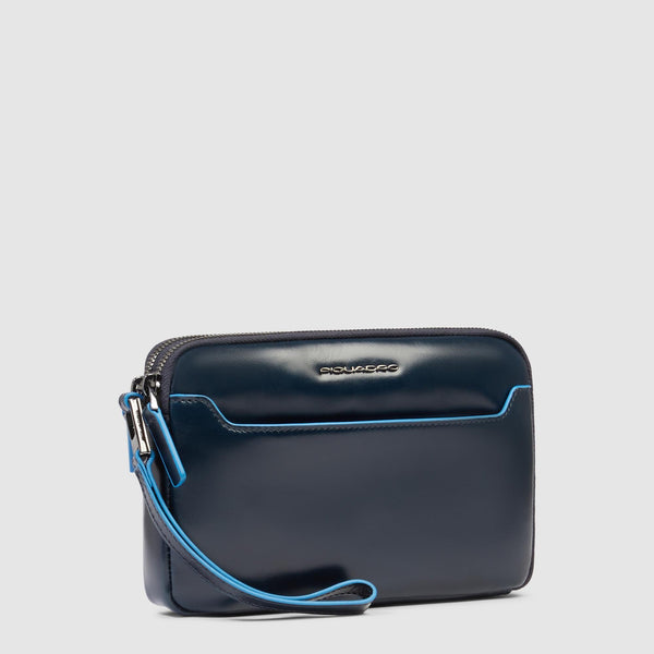 Men's Leather Clutch with Double Zip and RFID Blocking - Night blue - photo 2