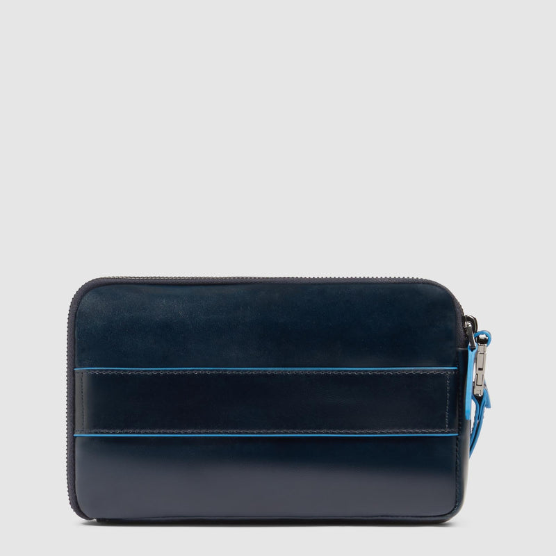 Men's Leather Clutch with Double Zip and RFID Blocking - Night blue - photo 3