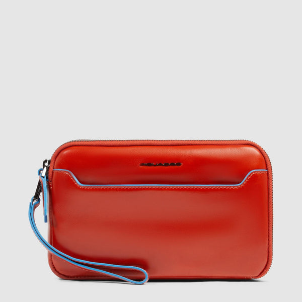 Men's Leather Clutch with Double Zip and RFID Blocking - 1