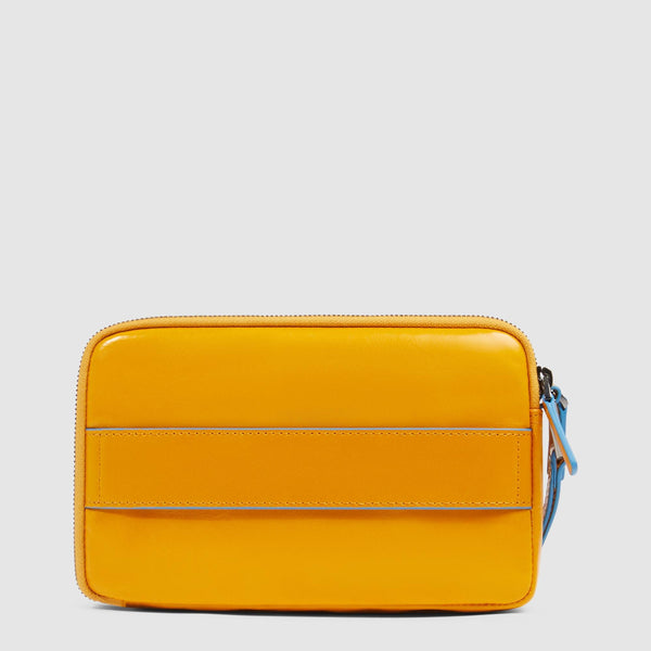 Men's Leather Clutch with Double Zip and RFID Blocking - Yellow - photo 3