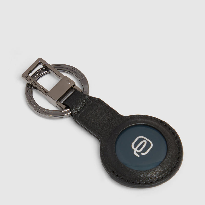 Leather Keychain with Bluetooth® Tracker Slot - Black