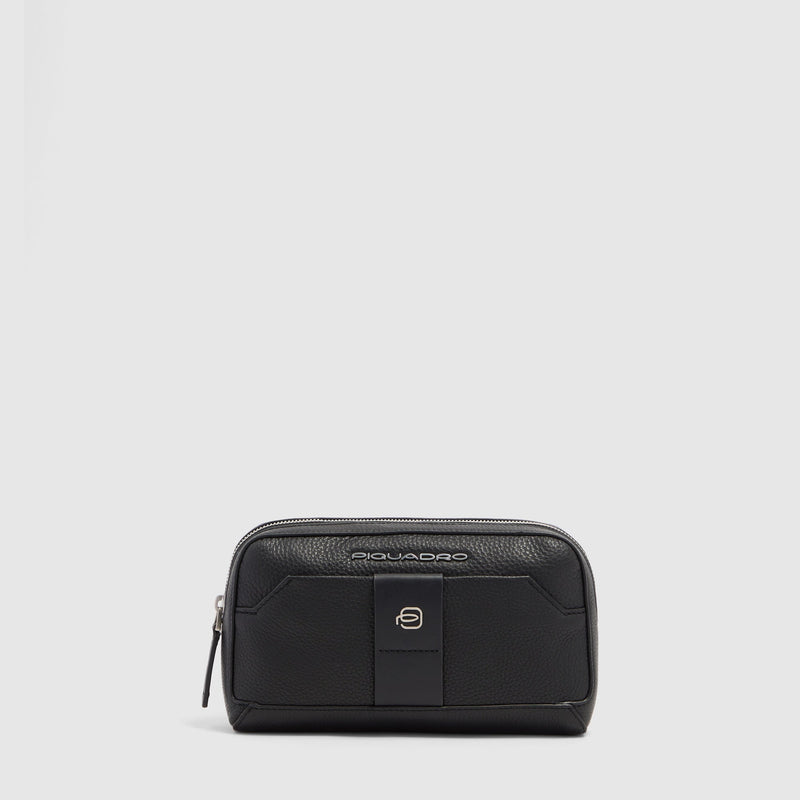 Men's Leather Clutch with Shoulder Strap & Phone Pocket - Black