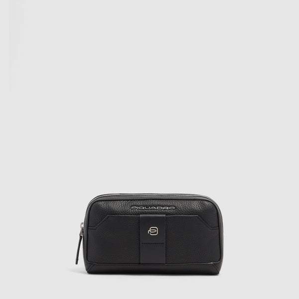 Men's Leather Clutch with Shoulder Strap & Phone Pocket - Black
