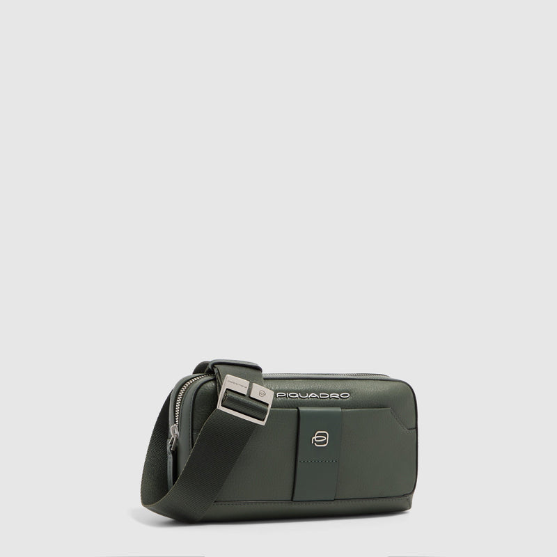 Men's Leather Clutch with Shoulder Strap & Phone Pocket - Green - photo 2