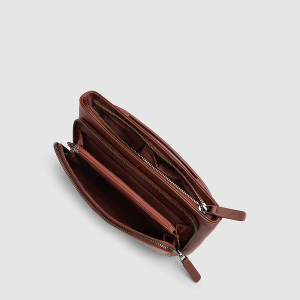 Men's Leather Clutch Bag with Removable Wrist Strap - Leather brown - photo 4