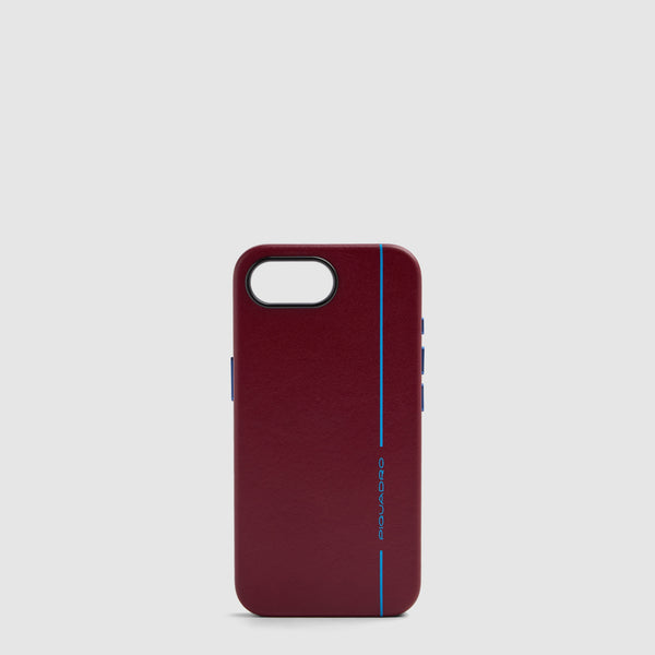 MagSafe® Leather Case for iPhone® 17 – Blue Square - Red
