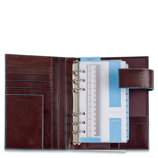 Leather Organizer with 6 Rings and Pen Loop - Mahogany - photo 2