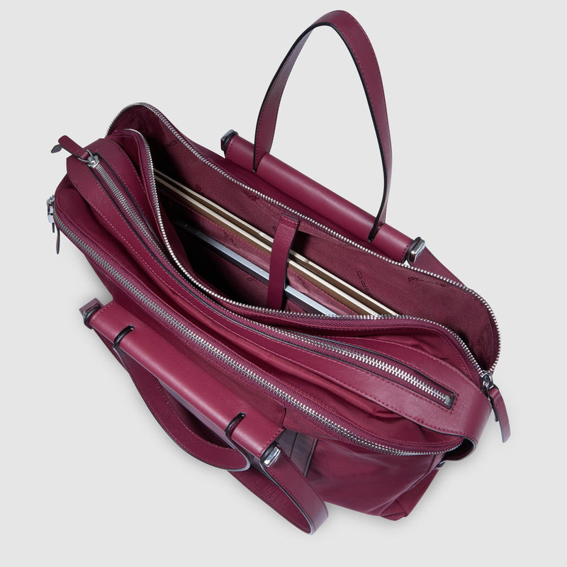 Women's 14" Laptop Tote in Recycled Fabric & Leather - Burgundy - photo 4