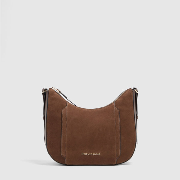 Women's Leather Crossbody Bag for iPad® mini - Dark walnut suede