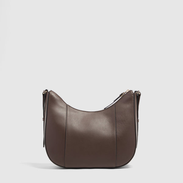 Women's Leather Crossbody Bag for iPad® mini - Dark walnut suede - photo 3