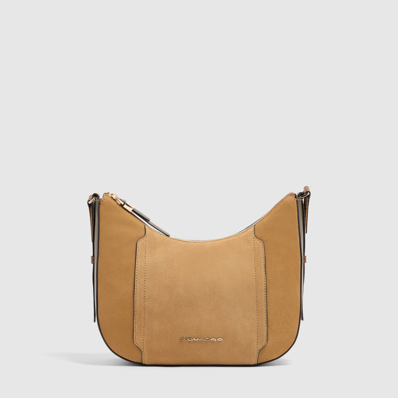 Women's Leather Crossbody Bag for iPad® mini - Hazelnut suede