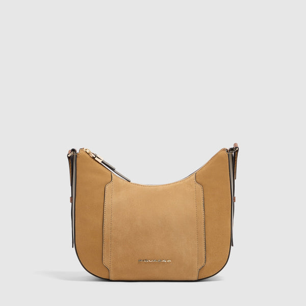 Women's Leather Crossbody Bag for iPad® mini - Hazelnut suede