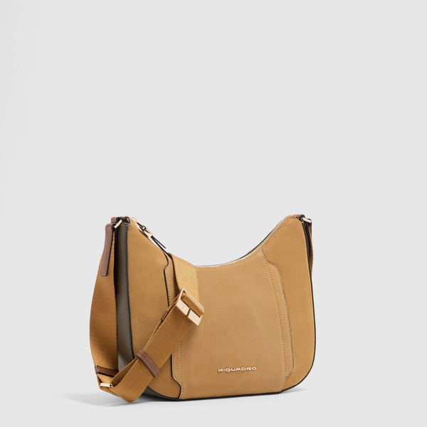 Women's Leather Crossbody Bag for iPad® mini - Hazelnut suede - photo 2