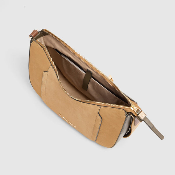 Women's Leather Crossbody Bag for iPad® mini - Hazelnut suede - photo 4