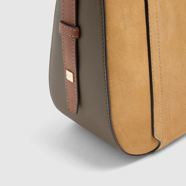 Women's Leather Crossbody Bag for iPad® mini - Hazelnut suede - photo 5