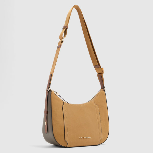 Women's Leather Crossbody Bag for iPad® mini - Hazelnut suede - photo 6