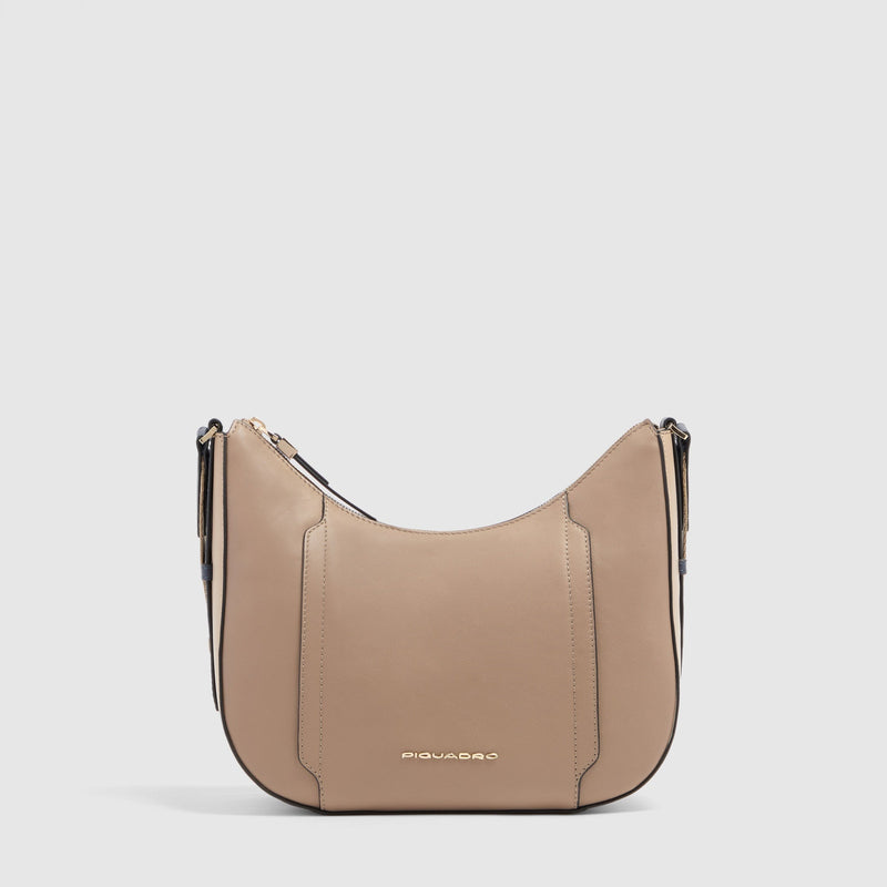 Umhängetasche Damen mit iPad®mini-Fach - Taupe/Blau