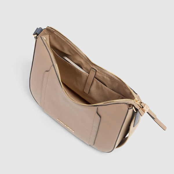Umhängetasche Damen mit iPad®mini-Fach - Taupe/Blau - Bild 4