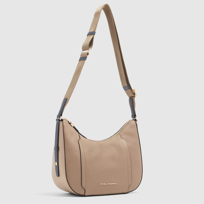 Umhängetasche Damen mit iPad®mini-Fach - Taupe/Blau - Bild 6