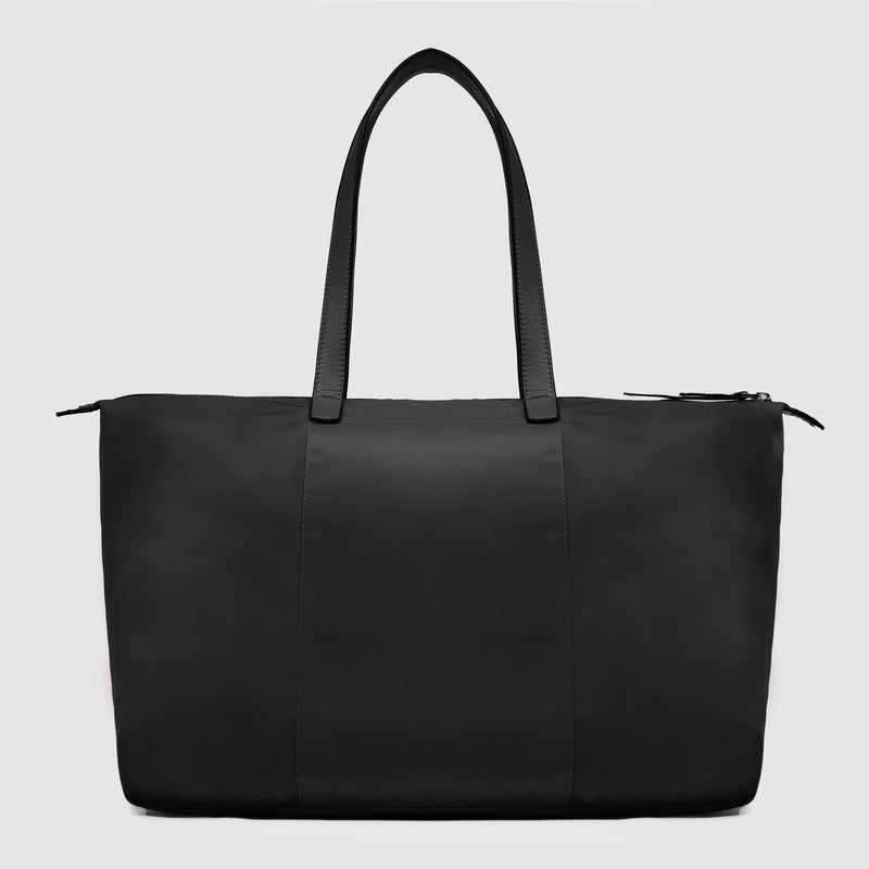 15.6" Laptop Bag in Recycled Fabric & Leather - Black - photo 3
