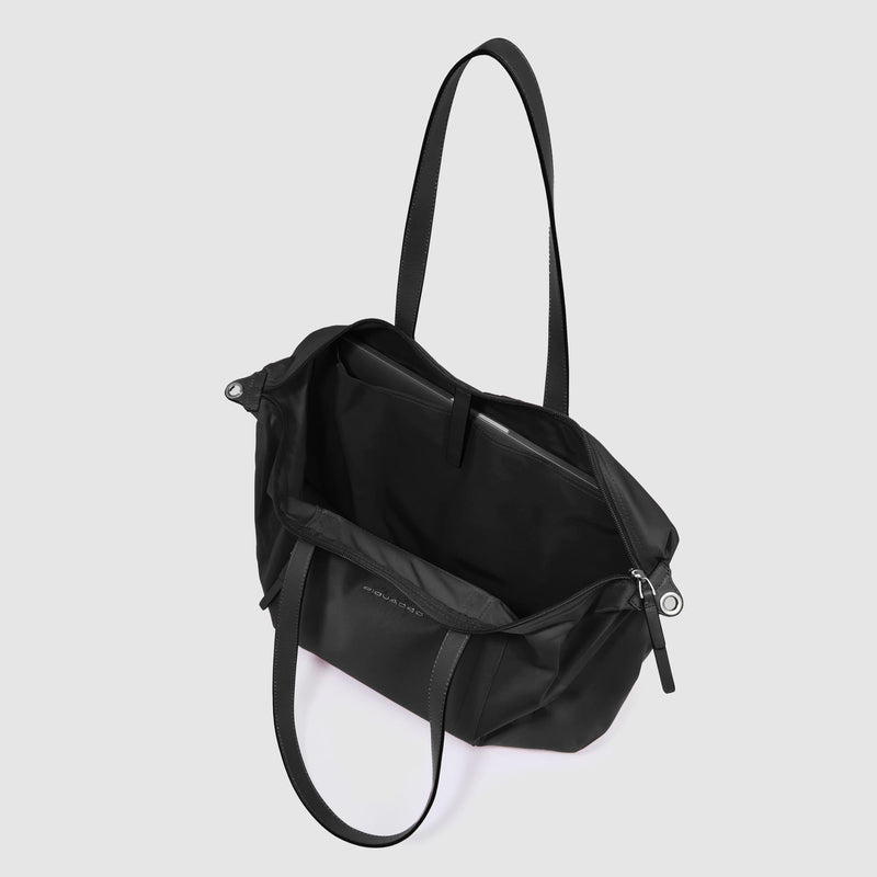 15.6" Laptop Bag in Recycled Fabric & Leather - Black - photo 4