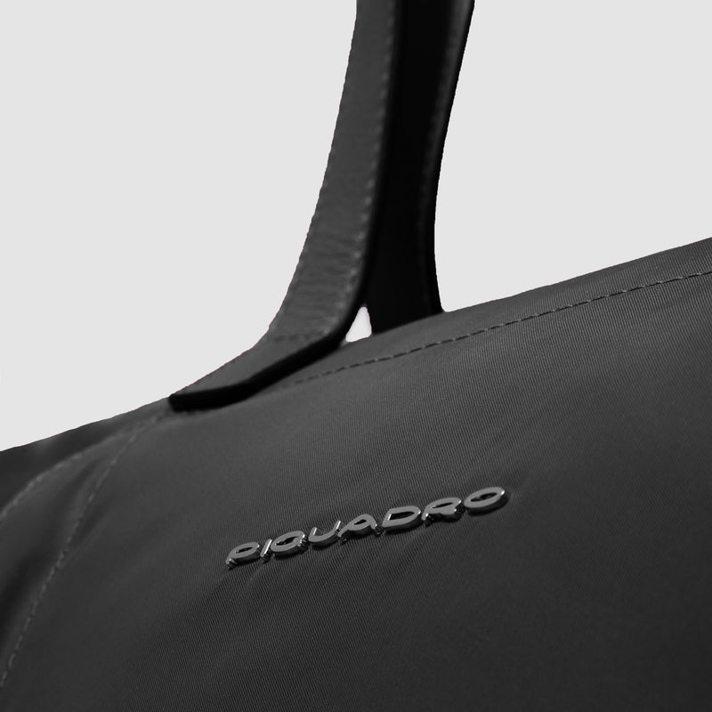 15.6" Laptop Bag in Recycled Fabric & Leather - Black - photo 7