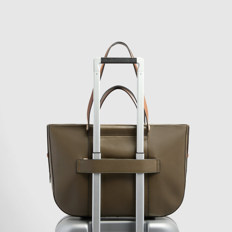 Leather Laptop Tote 14" with RFID Protection - Hazelnut suede - photo 3