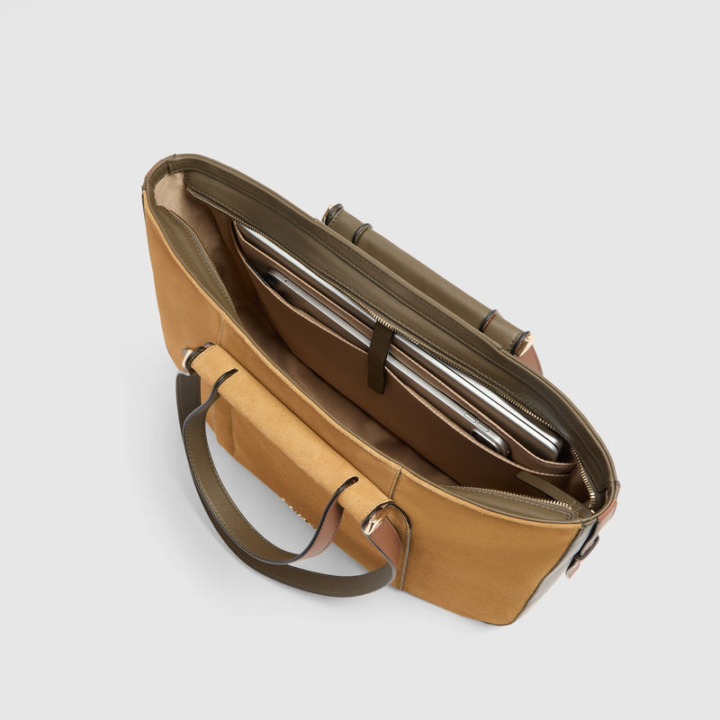 Leather Laptop Tote 14" with RFID Protection - Hazelnut suede - photo 4