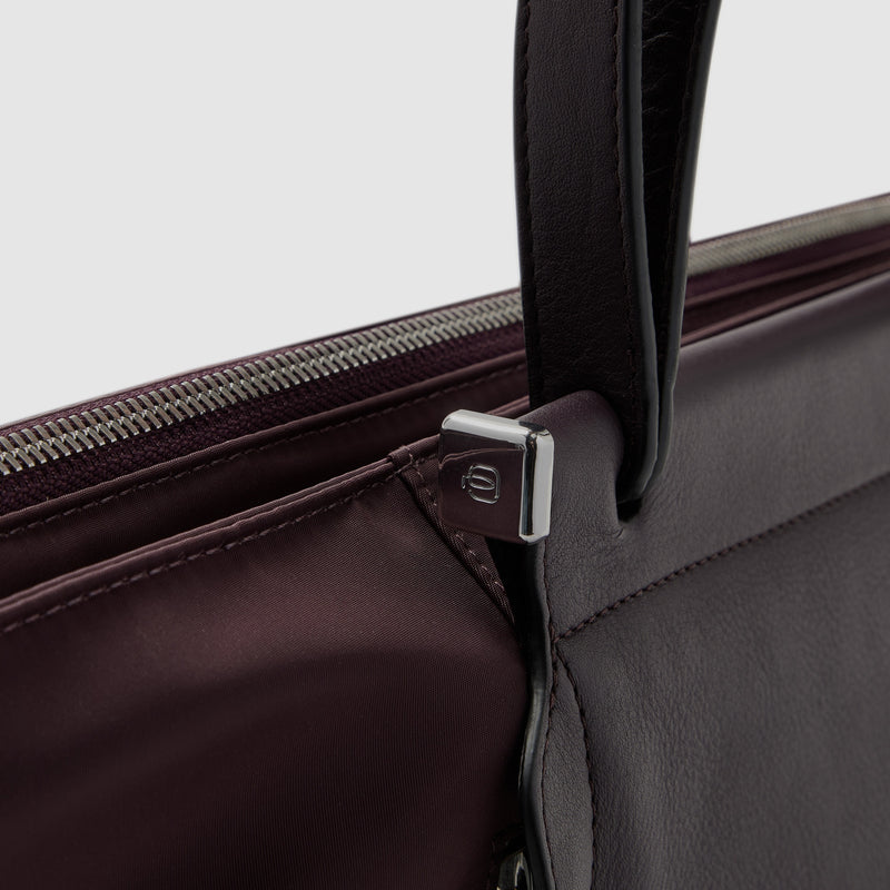 Women's Laptop Bag in Recycled Nylon and Leather - Dark burgundy - photo 6