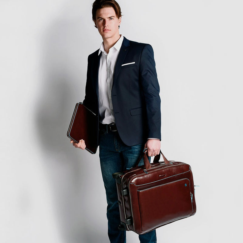 Leather Cabin Trolley with 15.6" Laptop Sleeve - Mahogany - photo 7