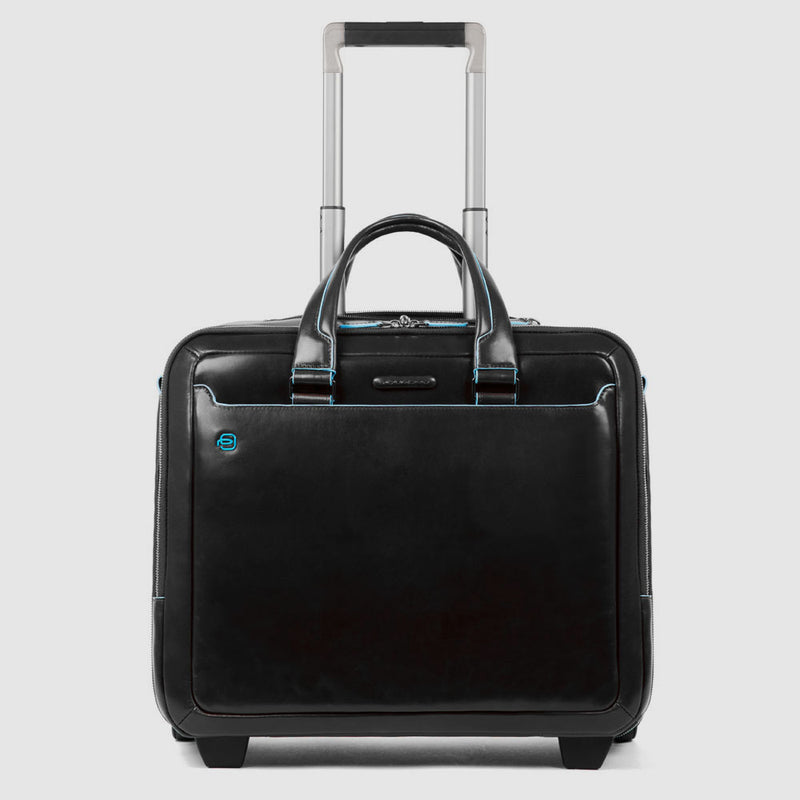 Leather Pilot Bag with 15.6" Laptop Compartment - Black