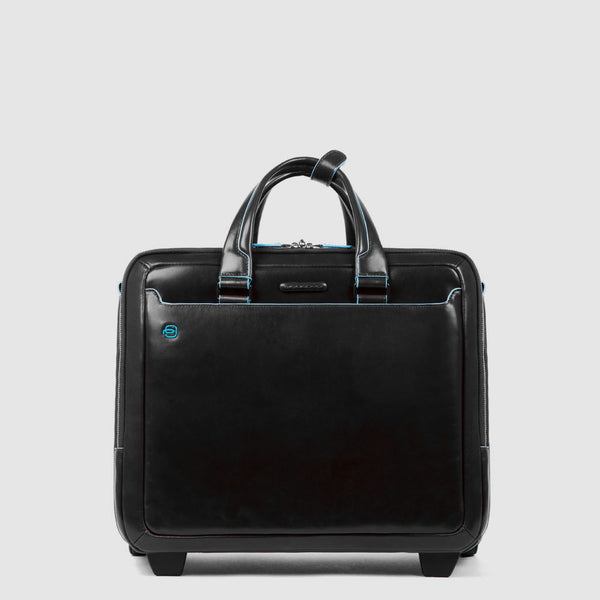 Leather Pilot Bag with 15.6" Laptop Compartment - Black - photo 2