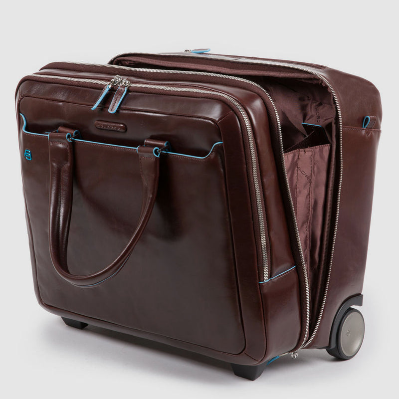 Leather Pilot Bag with 15.6" Laptop Compartment - Black - photo 3